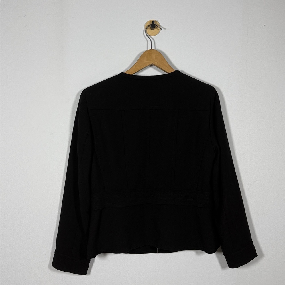 Anne Klein Womens Black Silk Blazer Size 8 Round‎ Neck Minimalist Classic Fall - Picture 4 of 13